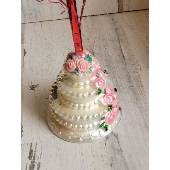 Unique blown glass wedding cake ornament tree Xmas glitter - Picture 4 of 16